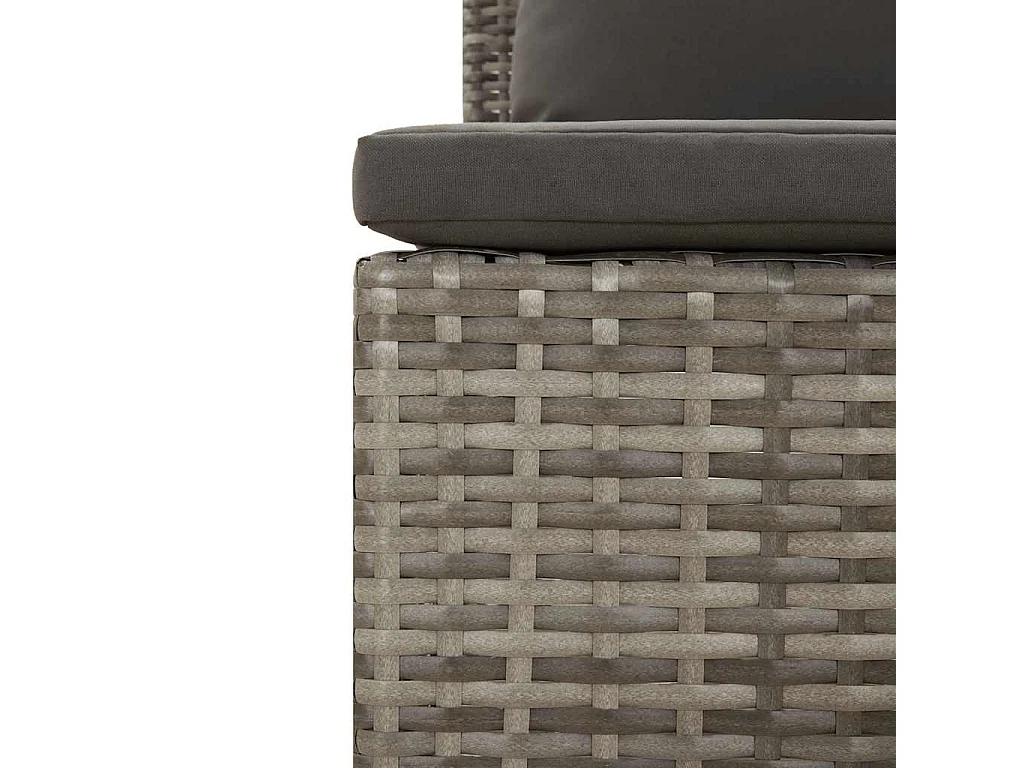 Canapé de jardin central avec coussin en polyrotin gris