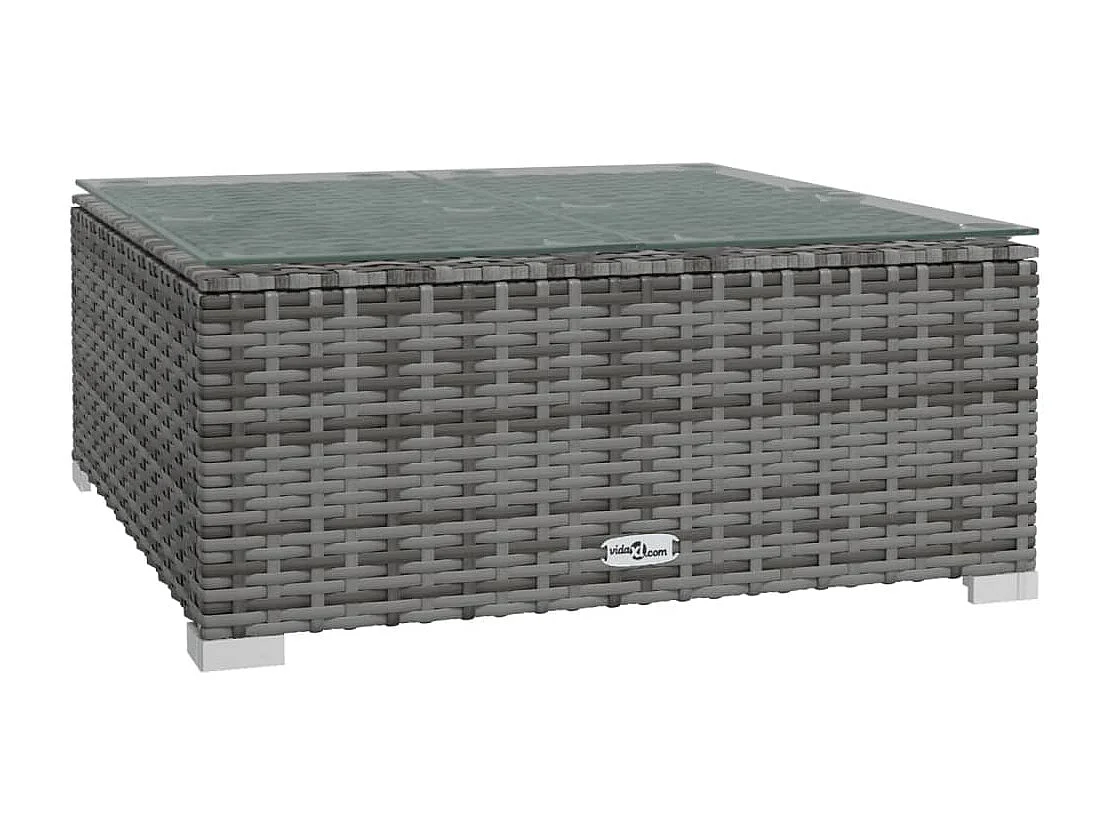 9 pcs conjunto lounge de jardim c/ almofadões vime PE cinzento