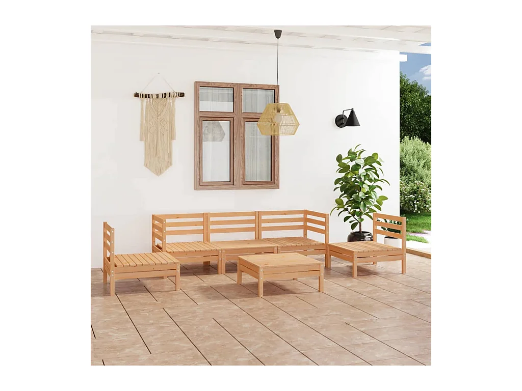 6-tlg. Garten-Lounge-Set Kiefer Massivholz