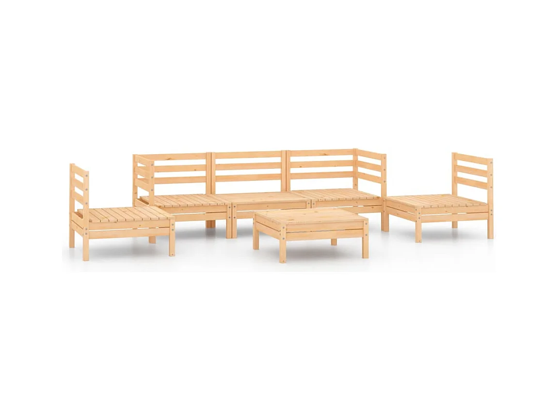 6-tlg. Garten-Lounge-Set Kiefer Massivholz