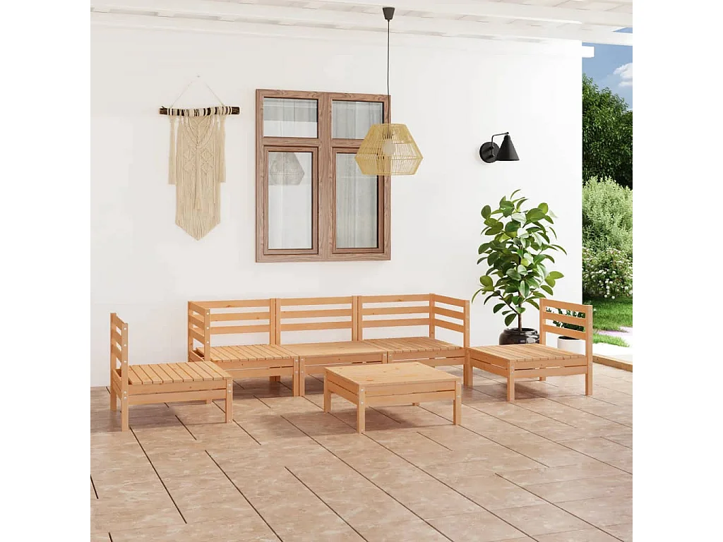 Salon de jardin 6 pcs Bois de pin massif
