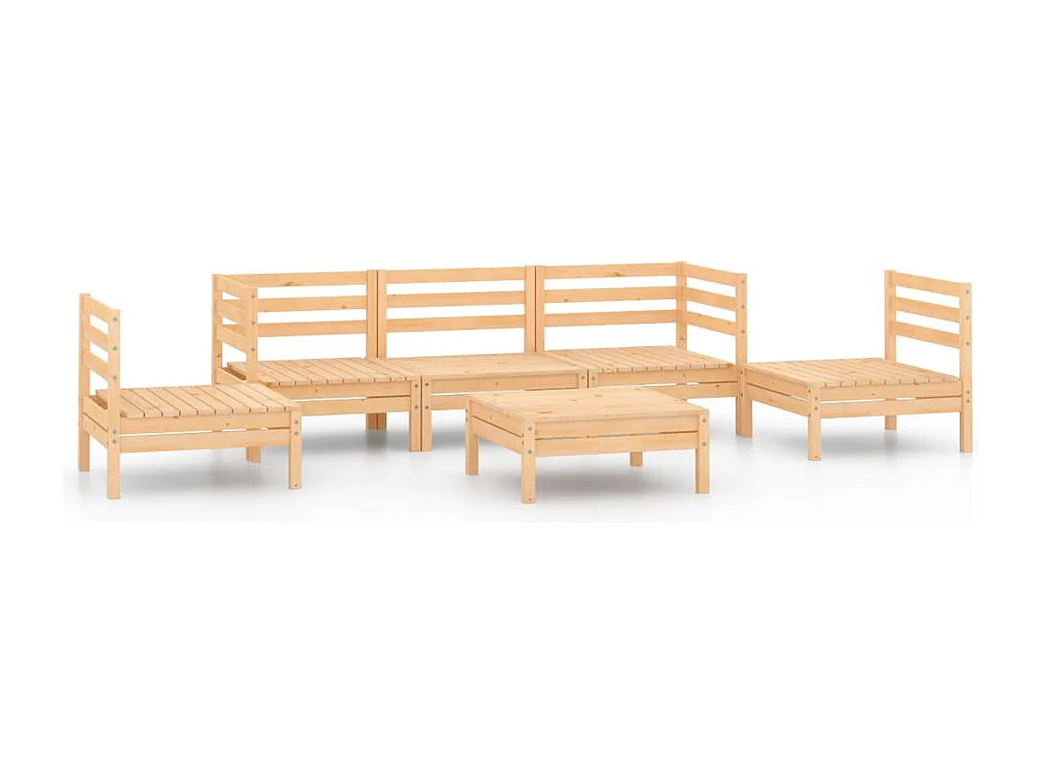 Salon de jardin 6 pcs Bois de pin massif