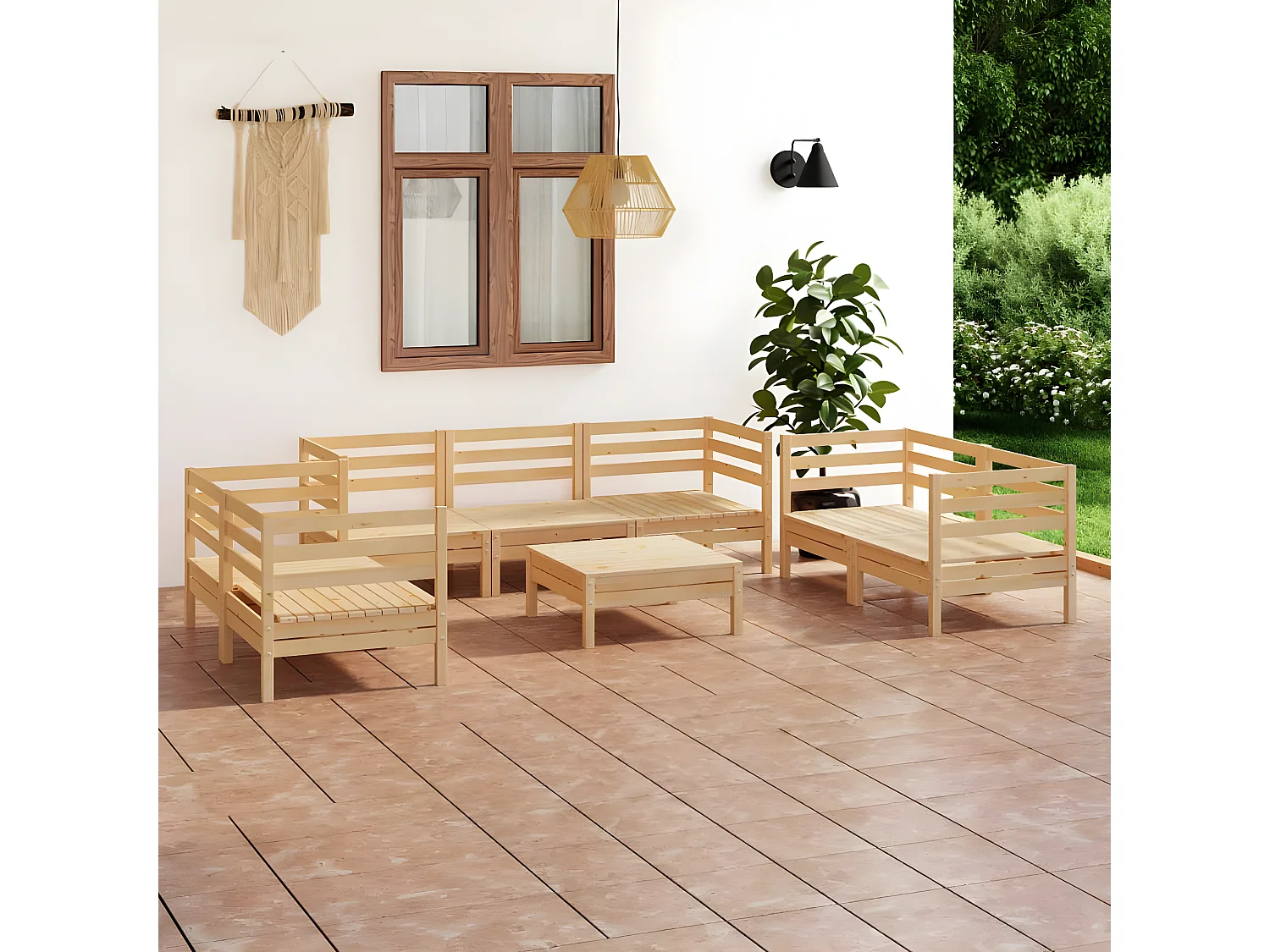 Salon de jardin 8 pcs Bois de pin massif