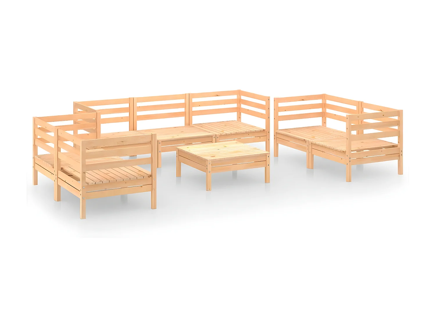 Salon de jardin 8 pcs Bois de pin massif