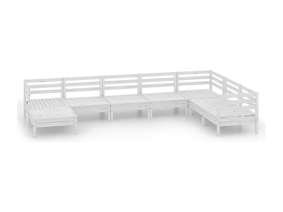 8 pcs conjunto lounge de jardim pinho maciço branco