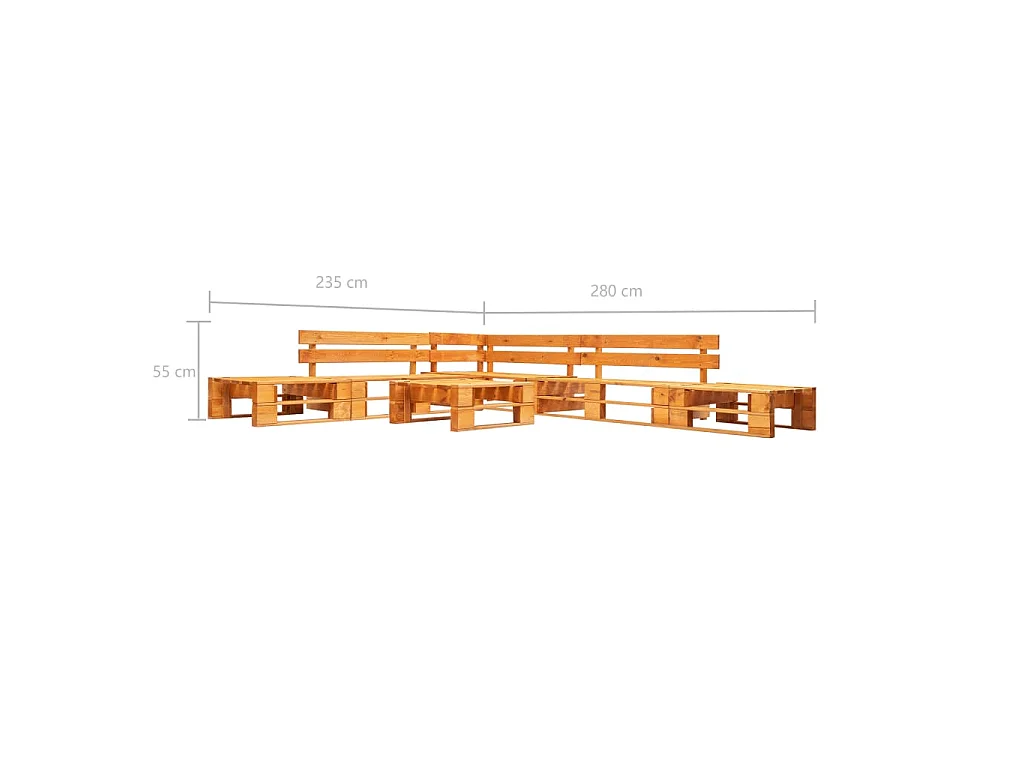 Canapés de jardin palette 6 pcs bois marron miel