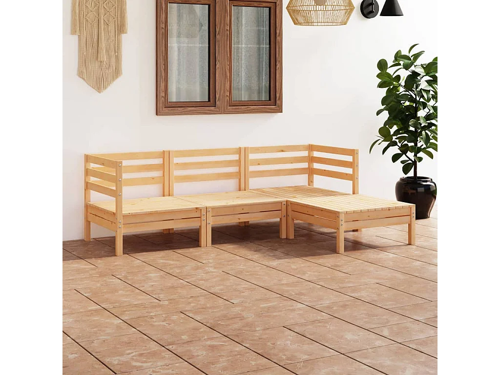 Salon de jardin 4 pcs Bois de pin massif