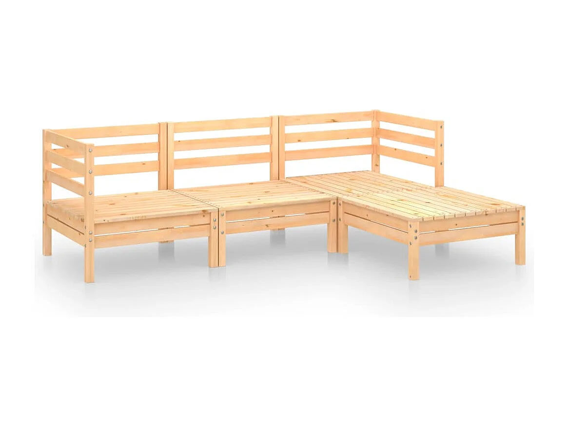 Salon de jardin 4 pcs Bois de pin massif