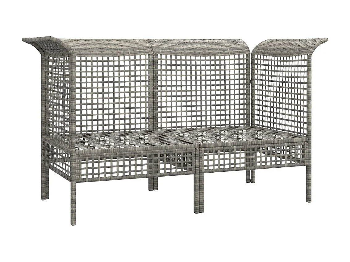 Garten-Ecksofas mit Kissen 2 Stk. Grau Poly Rattan