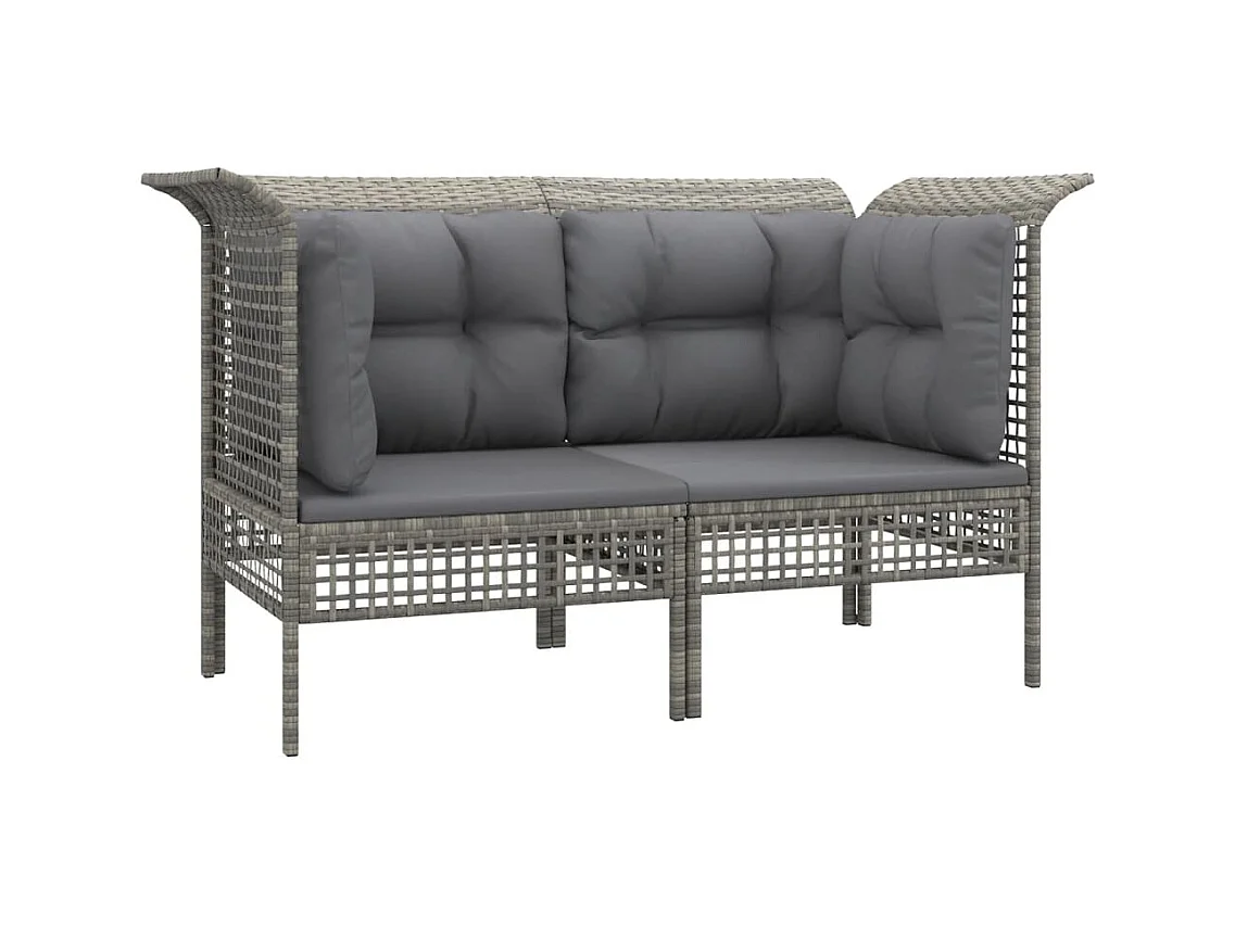 Divani Angolari da Giardino con Cuscini 2pz Polyrattan Grigio