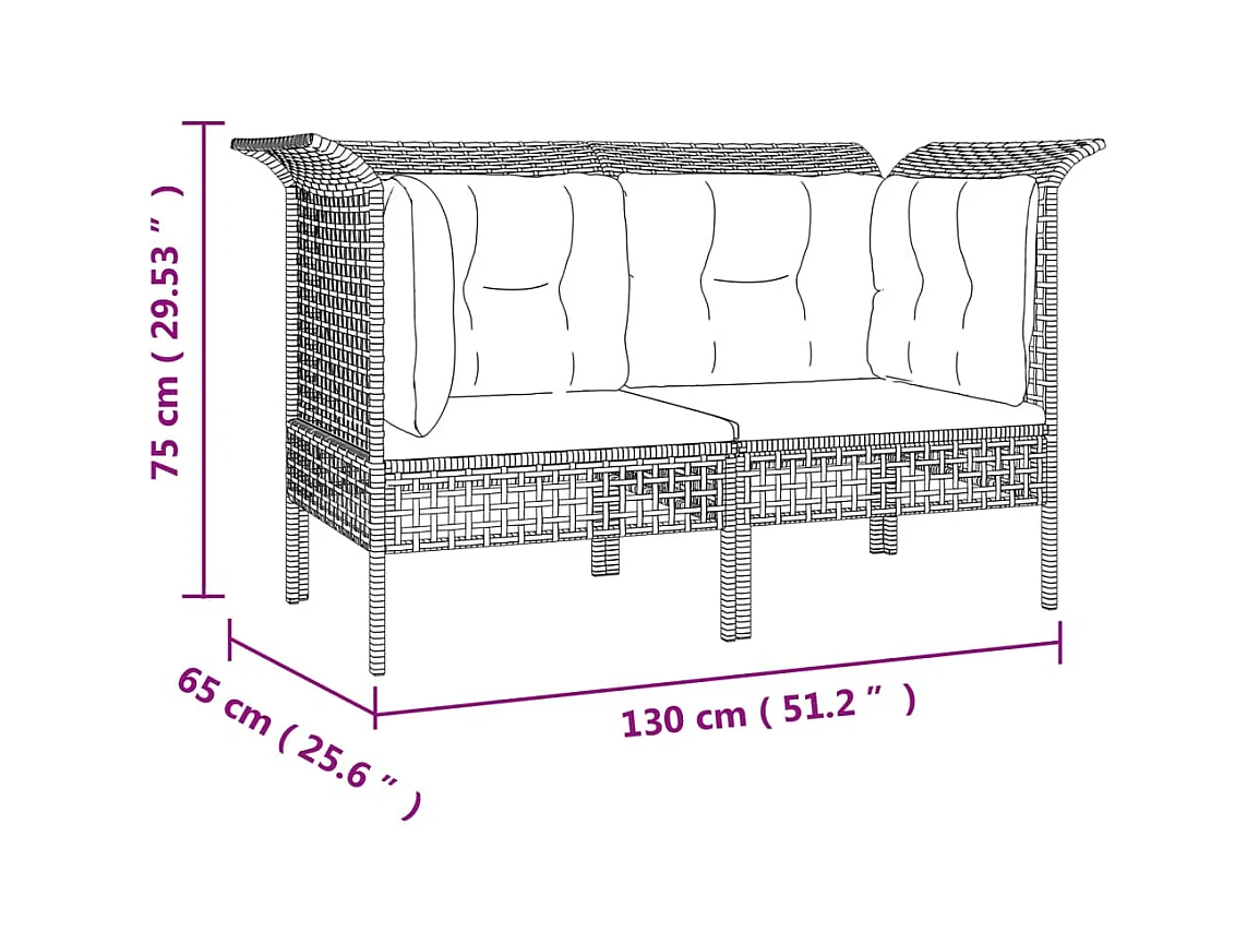 Divani Angolari da Giardino con Cuscini 2pz Polyrattan Grigio