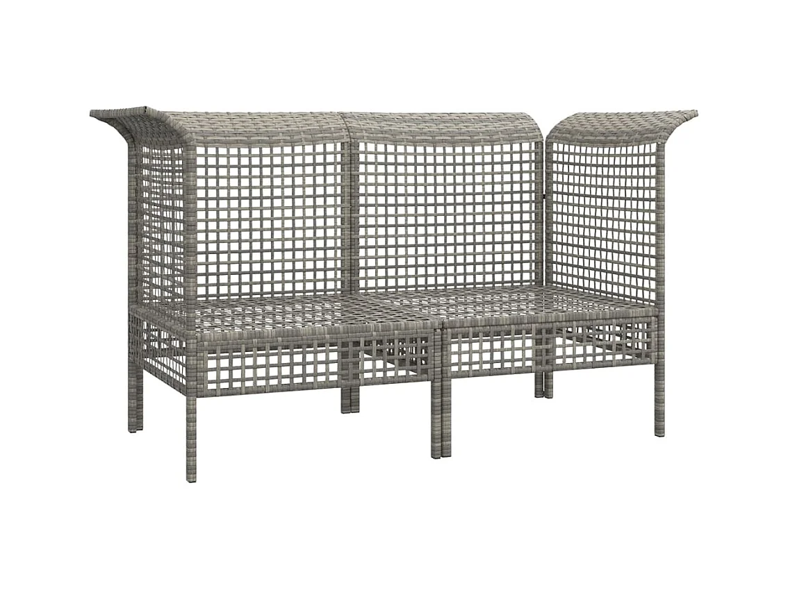 Divani Angolari da Giardino con Cuscini 2pz Polyrattan Grigio