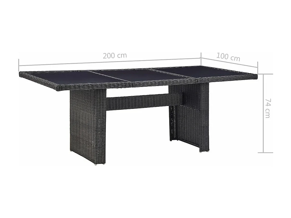 Ensemble à manger d'extérieur 9 pcs Résine tressée Noir