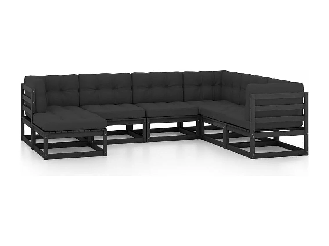 7-delige Loungeset met kussens massief grenenhout