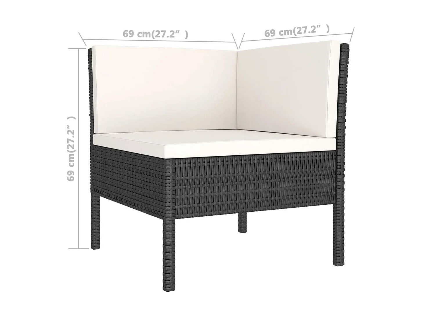9-tlg. Garten-Lounge-Set mit Auflagen Poly Rattan Schwarz