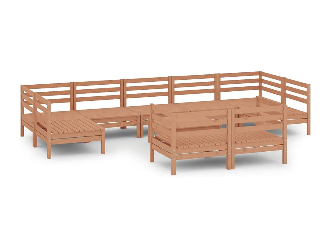 10-delige Loungeset massief grenenhout honingbruin