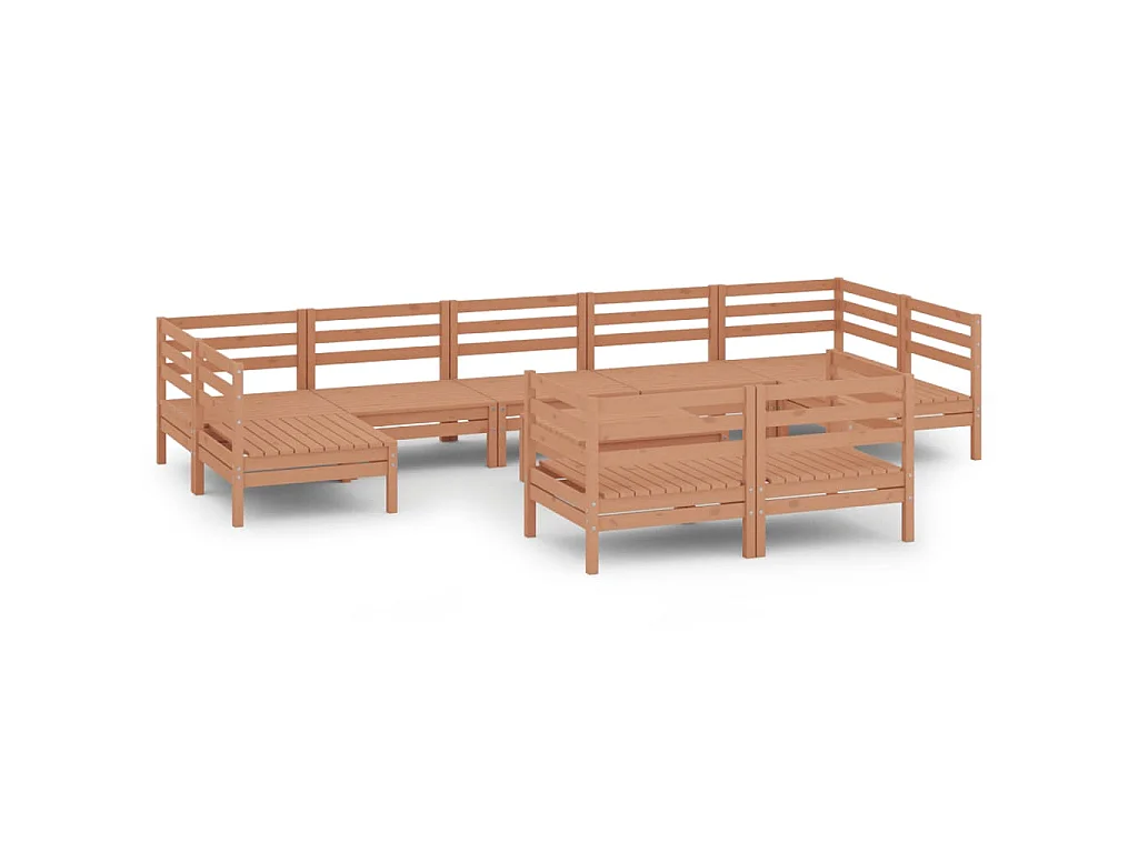 10-delige Loungeset massief grenenhout honingbruin