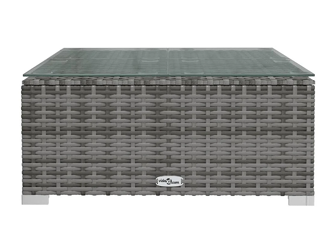 7-tlg. Garten-Lounge-Set mit Kissen Poly Rattan Grau