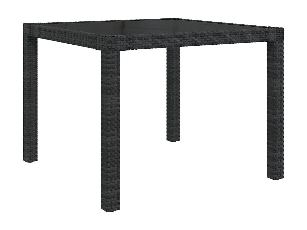 Salon d'extérieur 3 pcs avec coussins Résine tressée Noir