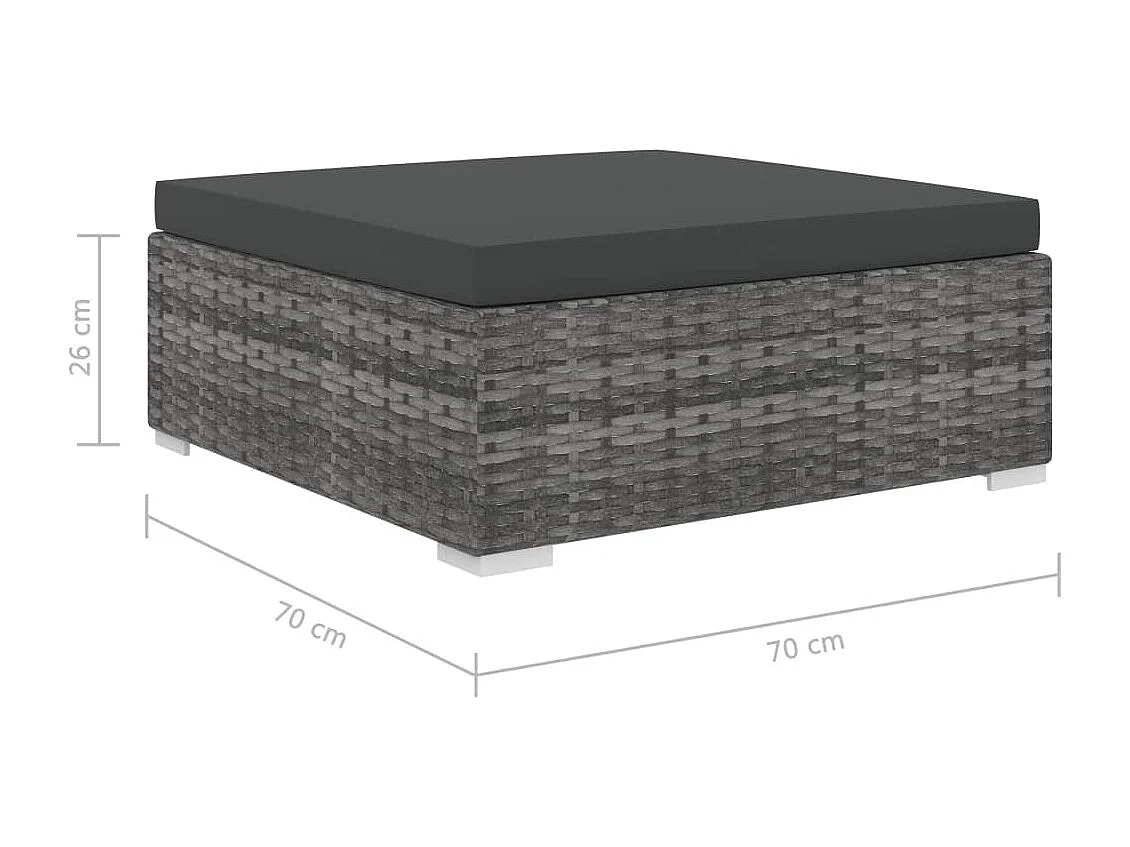 9-tlg. Garten-Lounge-Set mit Auflagen Poly Rattan Grau