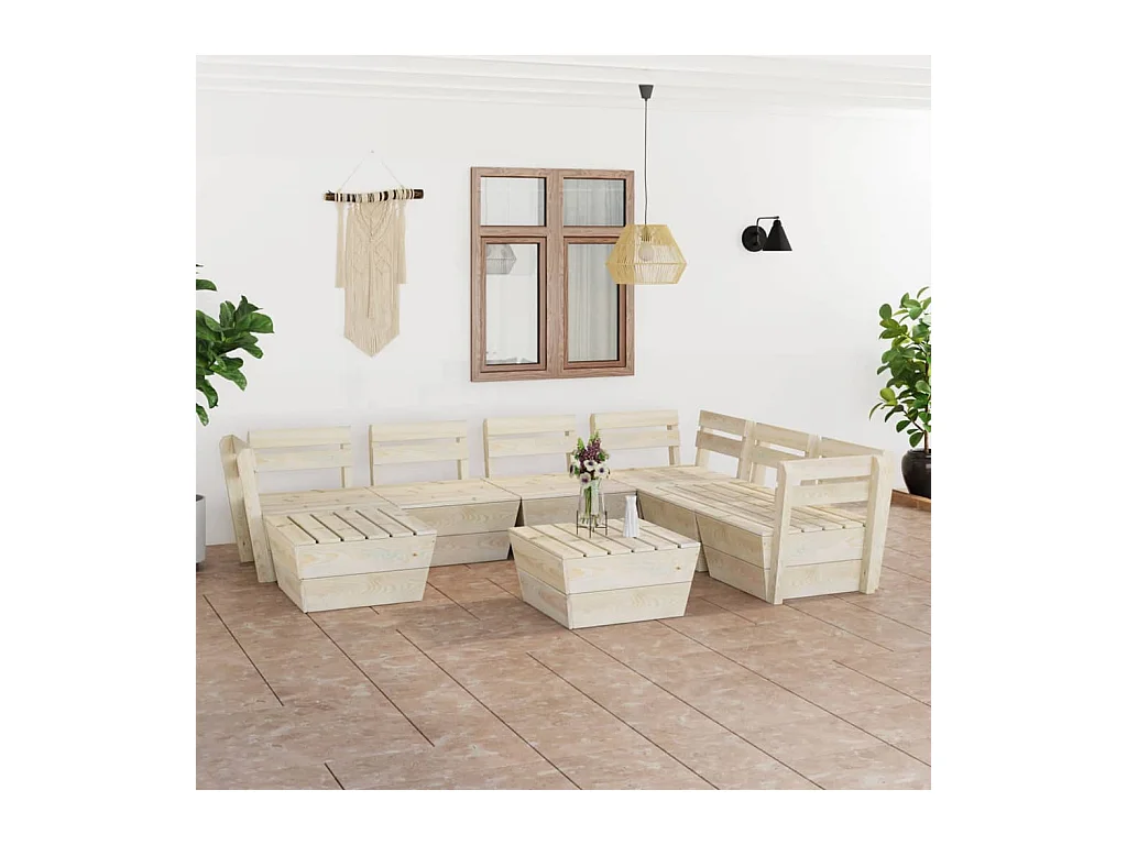 Salon de jardin palette 8 pcs Bois d'épicéa imprégné