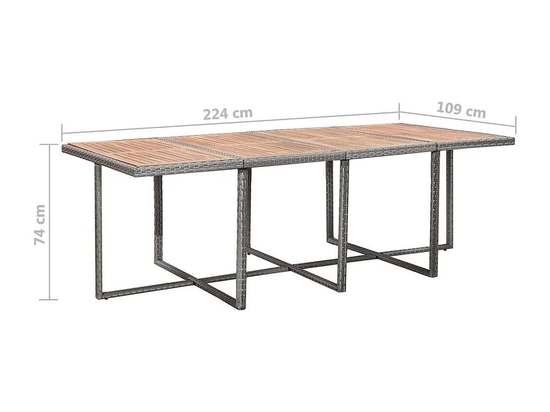13-tlg. Garten-Essgruppe mit Kissen Poly Rattan Anthrazit