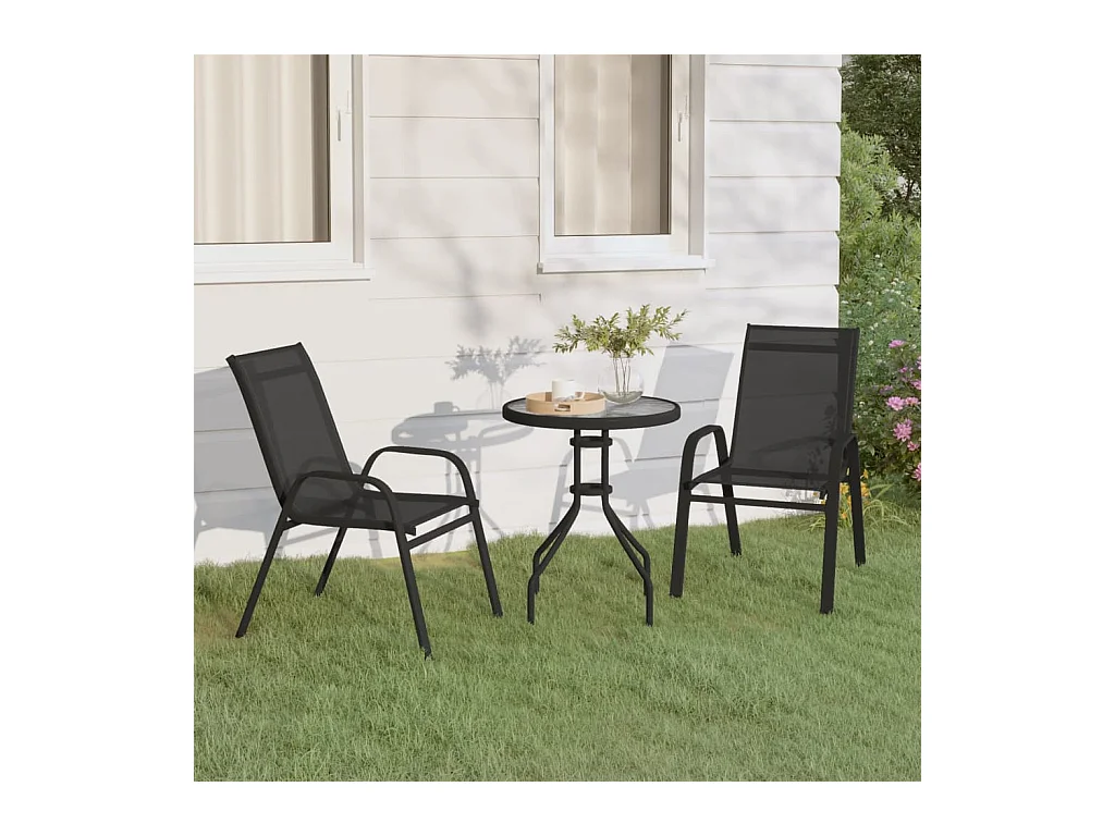 Set da Bistrot per Giardino 3 pz Nero