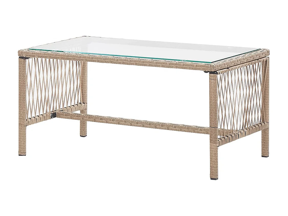 4-tlg. Garten-Lounge-Set mit Auflage Poly Rattan Beige