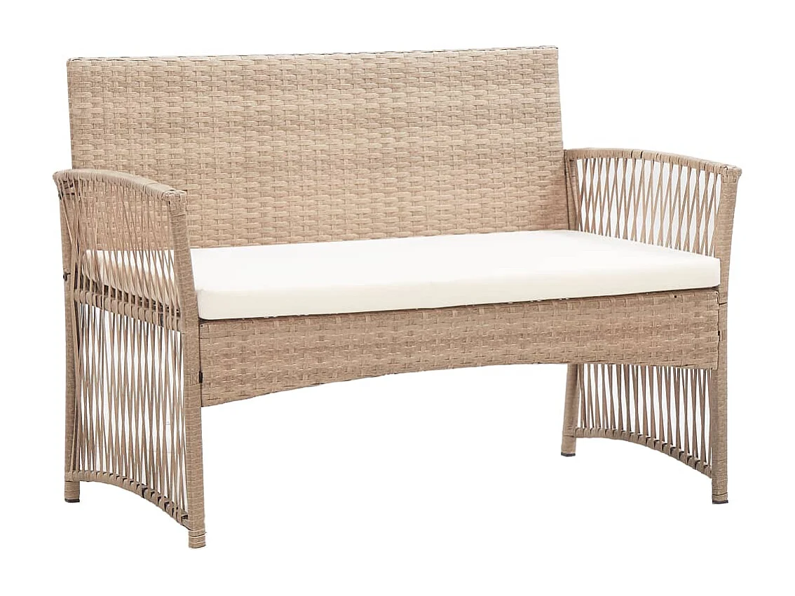4-tlg. Garten-Lounge-Set mit Auflage Poly Rattan Beige