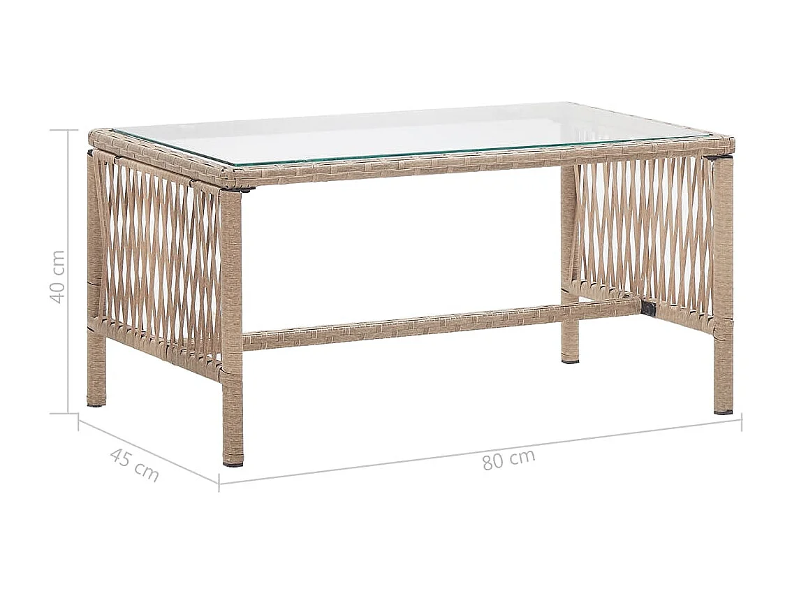 4-tlg. Garten-Lounge-Set mit Auflage Poly Rattan Beige