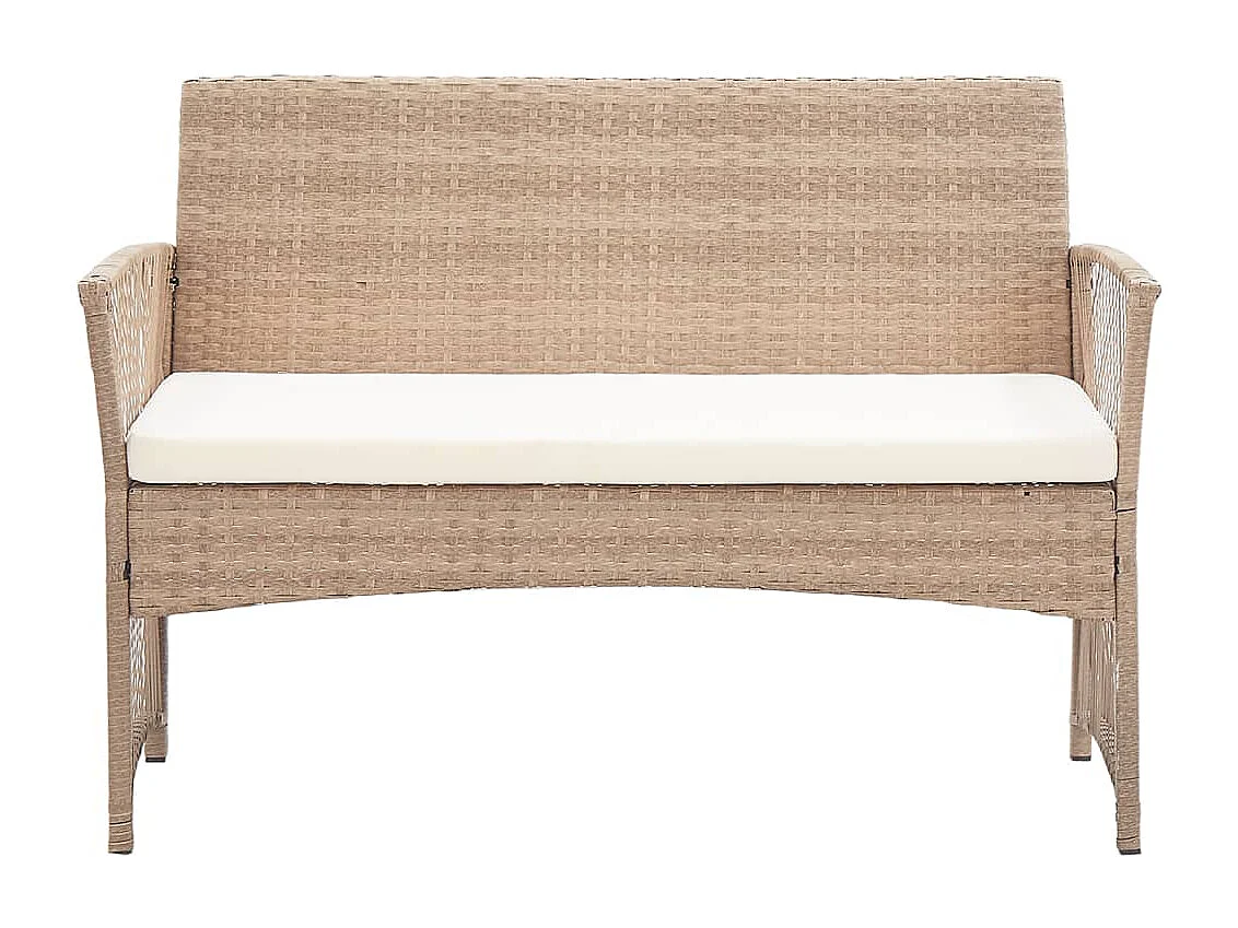 4-tlg. Garten-Lounge-Set mit Auflage Poly Rattan Beige