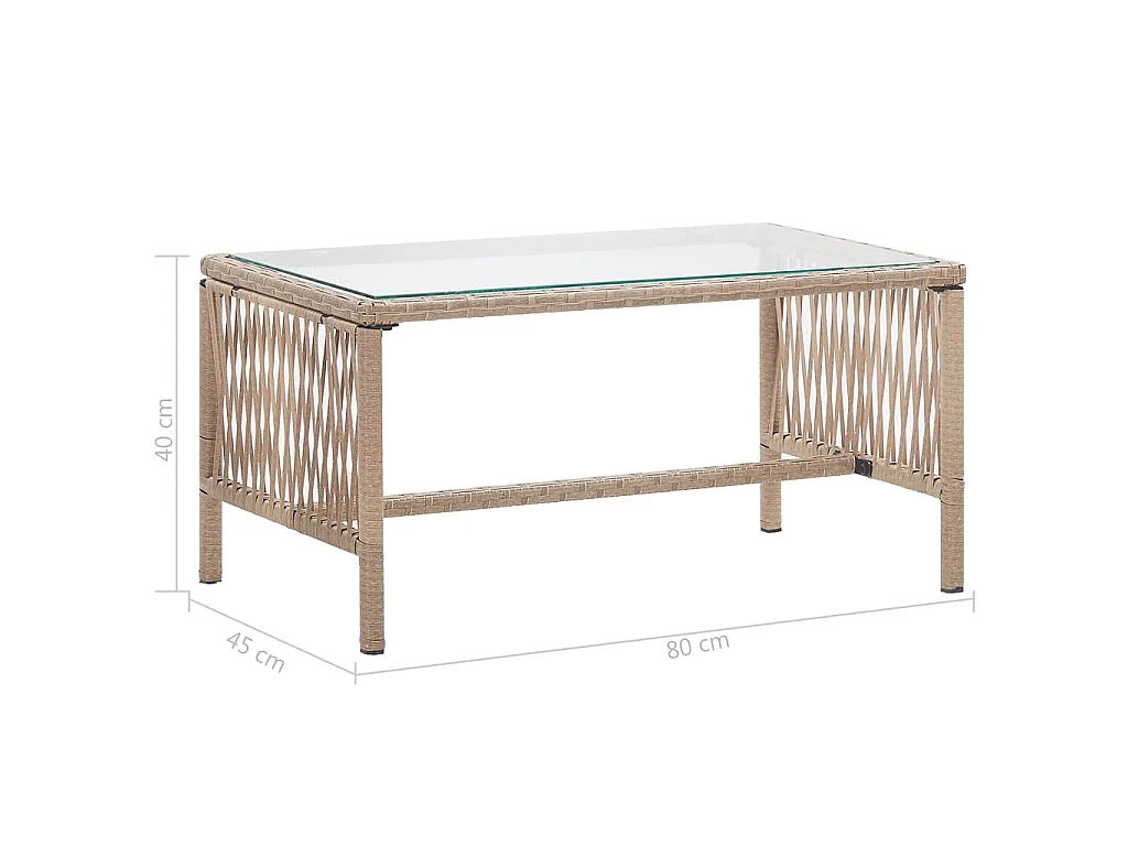 Salon de jardin 4 pcs avec coussins Résine tressée Beige