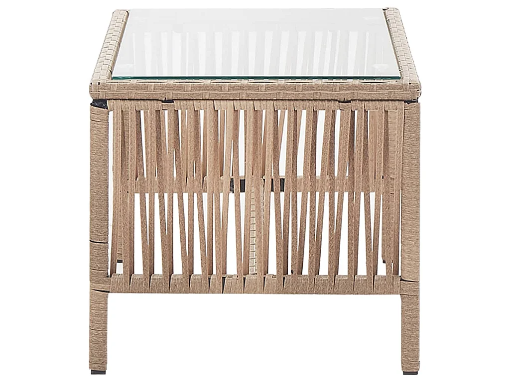 Salon de jardin 4 pcs avec coussins Résine tressée Beige