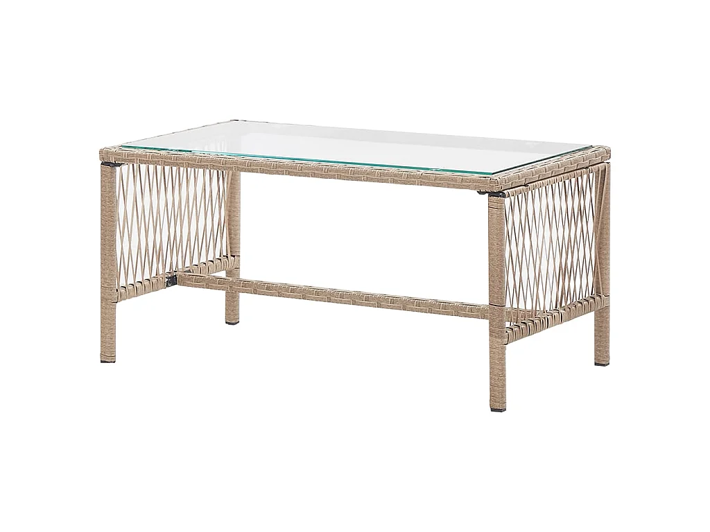 Salon de jardin 4 pcs avec coussins Résine tressée Beige