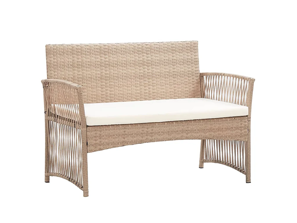 Salon de jardin 4 pcs avec coussins Résine tressée Beige