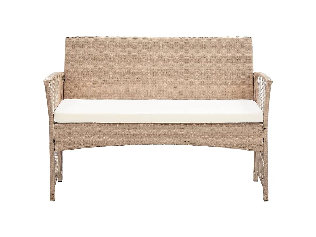 Salon de jardin 4 pcs avec coussins Résine tressée Beige