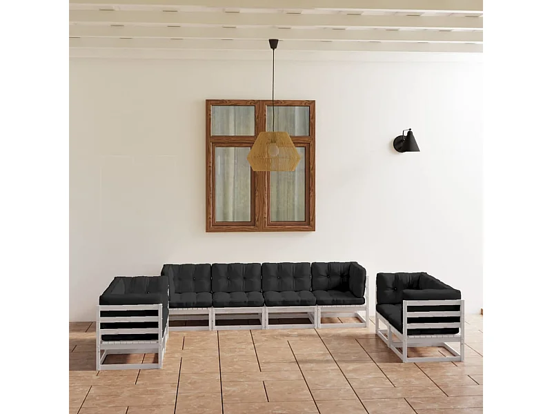 8-tlg. Garten-Lounge-Set mit Kissen Kiefer Massivholz