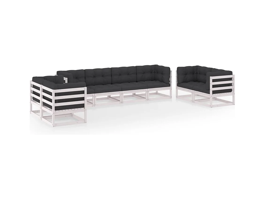 8-tlg. Garten-Lounge-Set mit Kissen Kiefer Massivholz