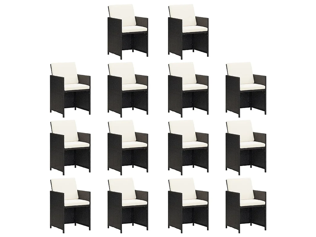 19-delige Tuinset met kussens poly rattan zwart