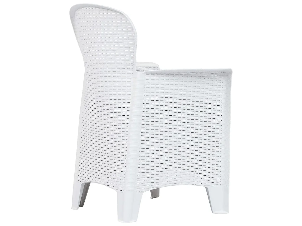 Set Pranzo da Giardino 7 pz in Plastica Stile Rattan Bianco