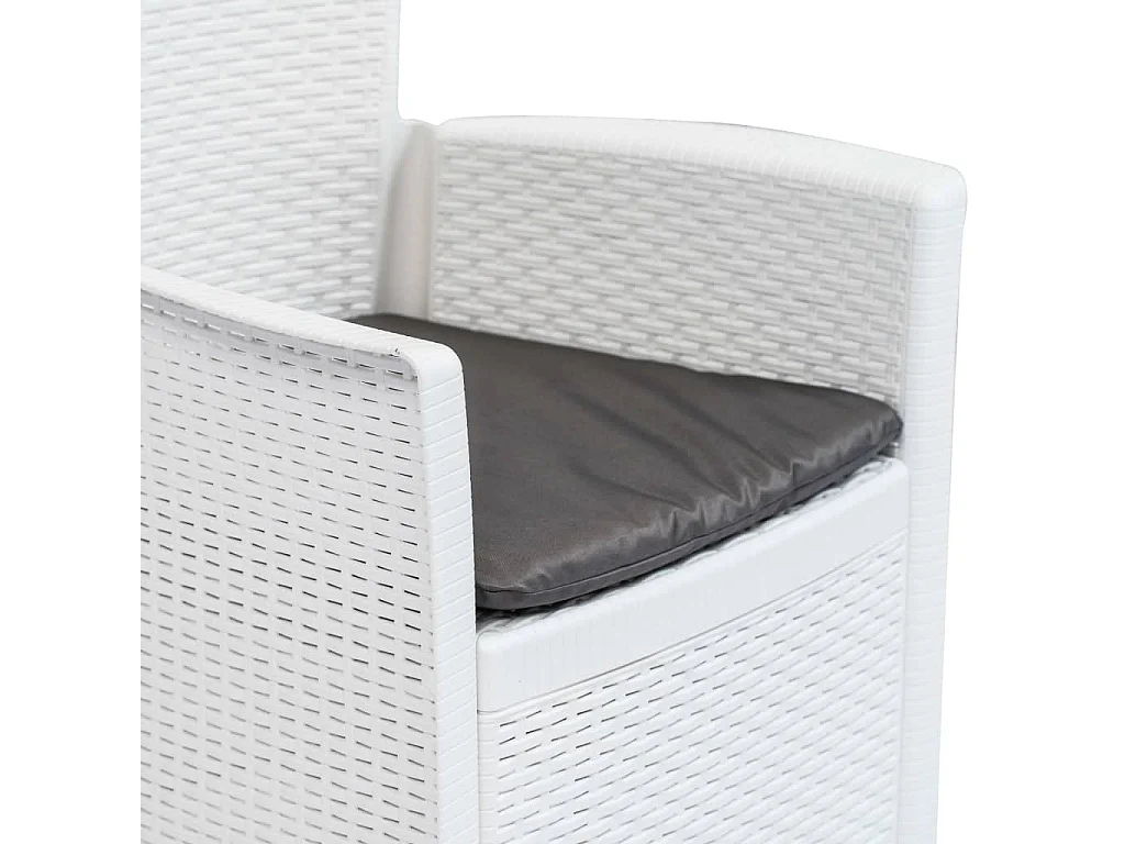 Set Pranzo da Giardino 7 pz in Plastica Stile Rattan Bianco
