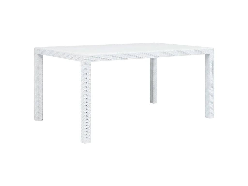 Set Pranzo da Giardino 7 pz in Plastica Stile Rattan Bianco