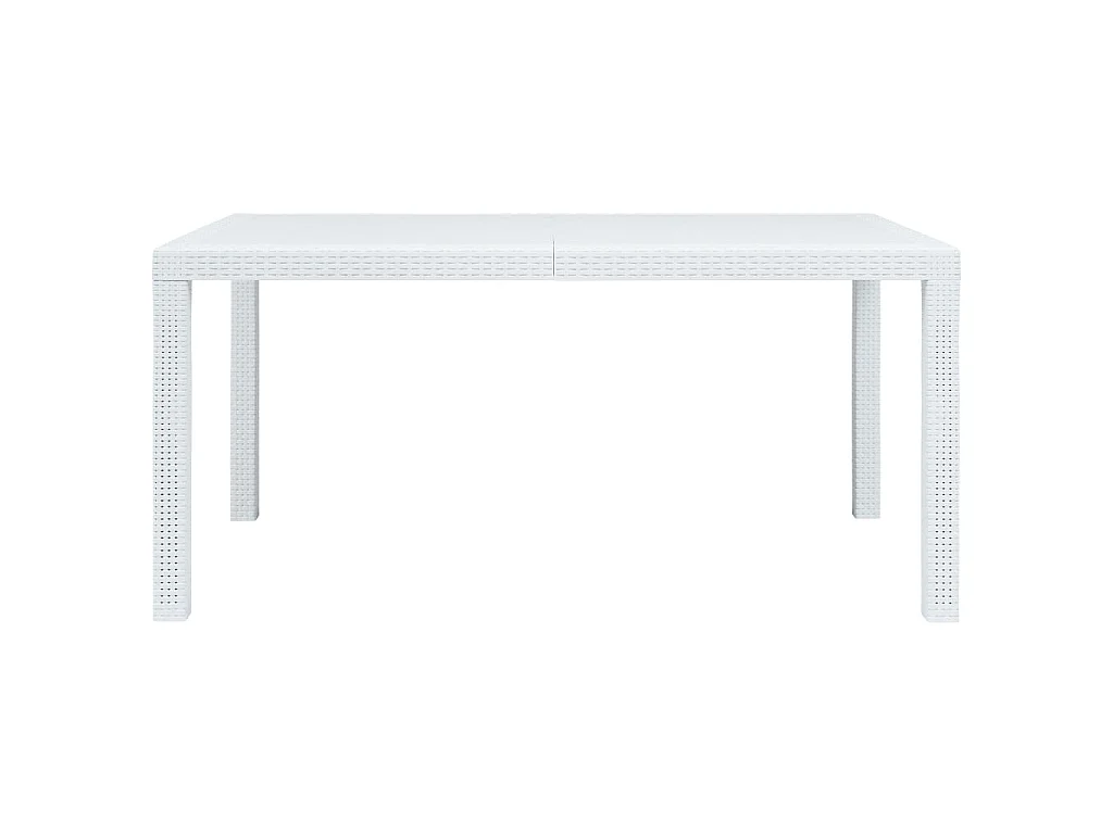 Set Pranzo da Giardino 7 pz in Plastica Stile Rattan Bianco
