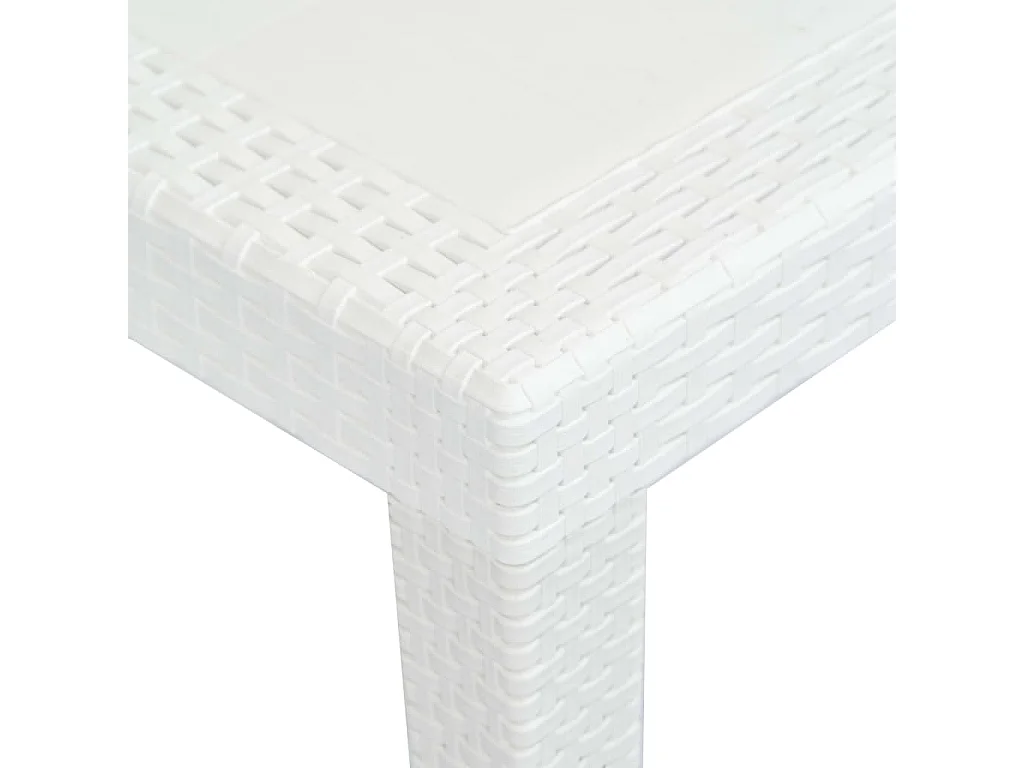 Set Pranzo da Giardino 7 pz in Plastica Stile Rattan Bianco
