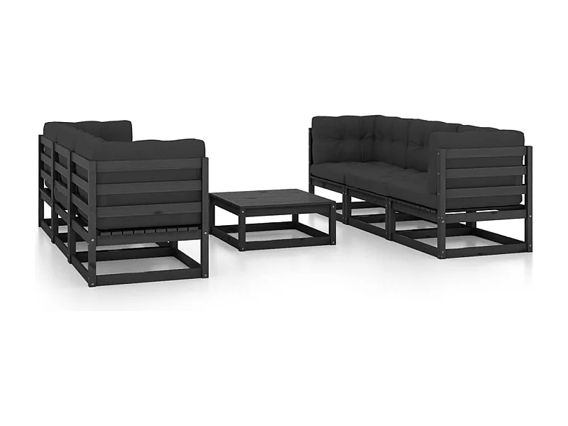 7-delige Loungeset met kussens massief grenenhout