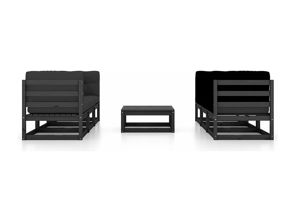 7 pcs conjunto lounge de jardim c/ almofadões pinho maciço