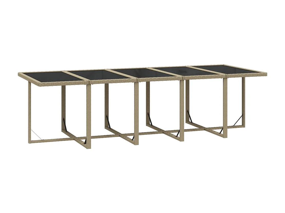 Ensemble à manger de jardin coussins 11pcs Résine tressée Beige