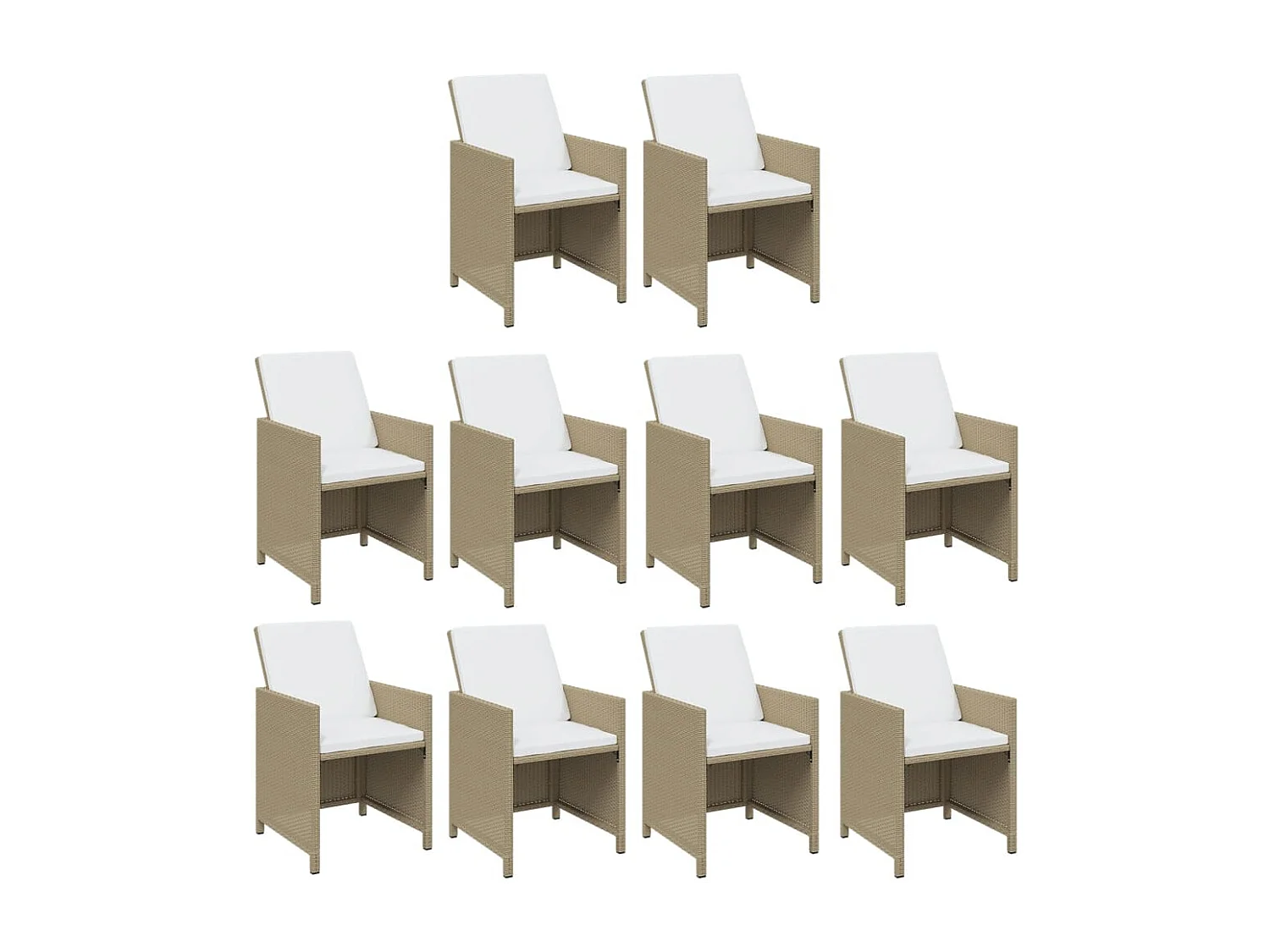 11-delige Tuinset met kussens poly rattan beige