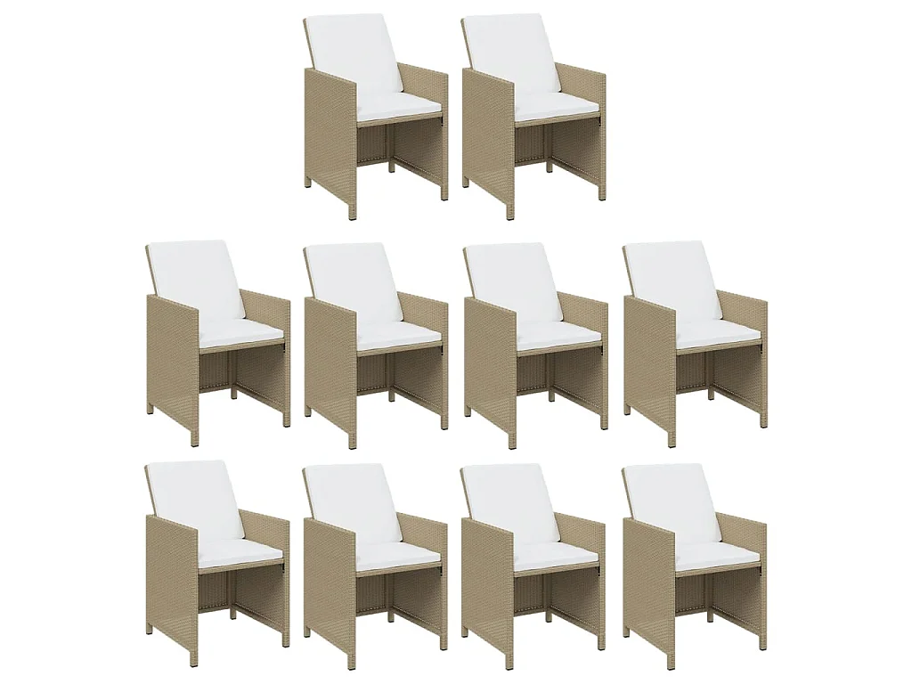 11-delige Tuinset met kussens poly rattan beige