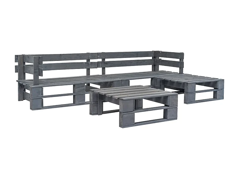 Salon de jardin palette 4 pcs Bois Gris